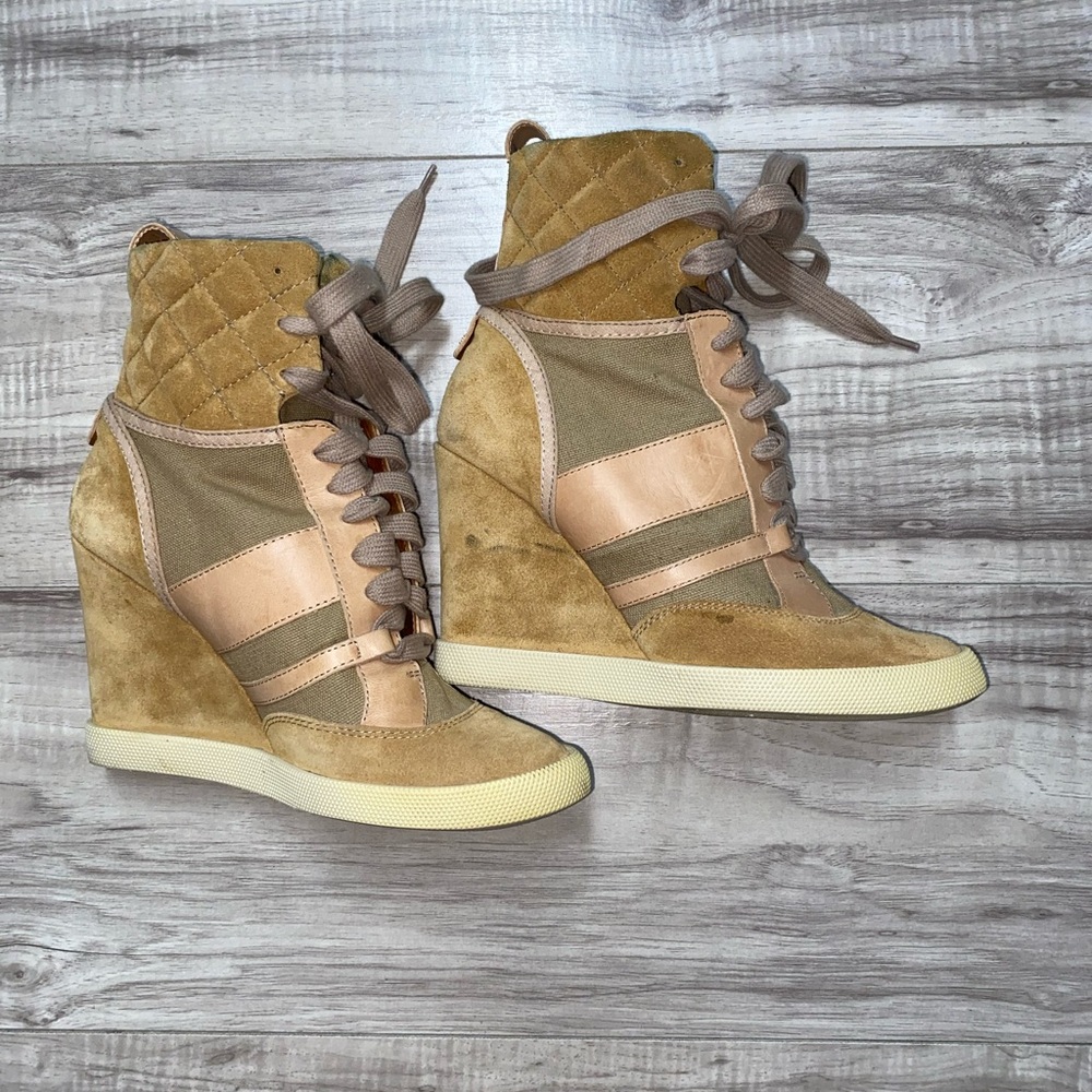 Chloe Tan and Cream Ankle Boots